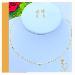 18K Real Gold Set of Earrings and Necklace 18”